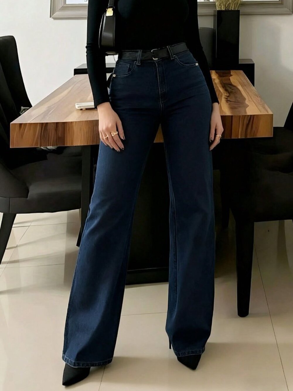 Medium Wash Casual Women's Straight Leg Jeans